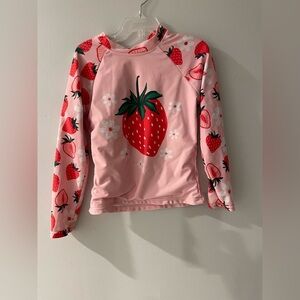 Kanu Surf Pink Kids Strawberry Rashguard Swim Top size 4/5